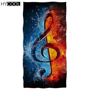 Tillbehör Mikrofiber QuickDrying Swimming Handduk Art Water With Fire Music Notes Print Comfort Bath Face Hårhanddukar Absorberande Toallas