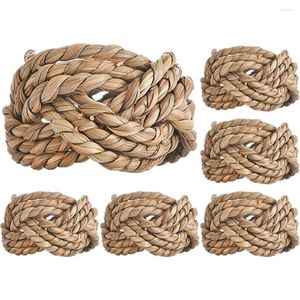 Table Cloth 6 Pcs Woven Napkin Rings Thanksgiving Buckles Dining Festival Holder Straw