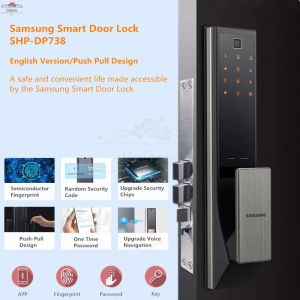 Lås samsung smart fingeravtryck digital dörrlås SHPDP738 Säkerhet Automatisk elektronisk hemlås Engelsk version Lösenordskort nyckel