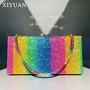 Xiyuan Femal Clutch Purses Rhinestones Evening Bag For Women Polygons Shiny Handbag Ladies Rainbow Gradients Party Bags 240326