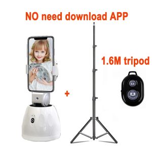 Monopods 360 ° Rotation Auto Face Tracking Phone Gimbal Stabilizer Smart Shooting Holder Selfie Stick Stativ för Live Vlog Video Mobiltelefon