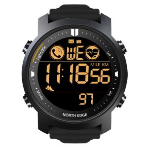 Watches North Edge Men's Digital Watch Military Waterproof 50m Running Sports Pedometer Stopwatch Watch Heart Rise Admand Android iOS