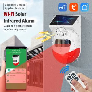 Tape 2in1 Wifi Tuya Smart Remote Control Outdoor Charging Security Sound Alarm Detector Sensor Farm Garden Solar Infrared Siren Solar