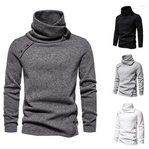 Men's Sweaters Amazon's Autumn And Winter Pullover Solid Color High Neck Warm Sweater Slim Fit British Style Top