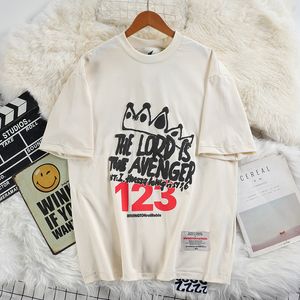 24SS Letter Foam Print T-shirt män Kvinnor Bästa kvalitet överdimensionerade tee tops svart aprikos casual t-shirt inuti taggar