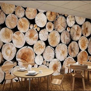 Wallpapers Milofi Retro Nostalgic European Style Log Wood Annual Ring Mural Tooling Background Wall