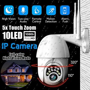 カメラ1080p HD IP CCTVカメラ防水屋外WIFI PTZセキュリティワイヤレスIRカムNVR