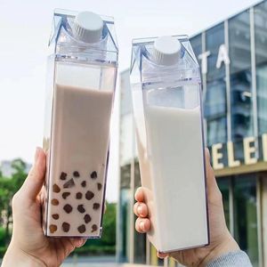 Lagringsflaskor 500 ml/1000 ml Plastiskt genomskinligt Mjölkkopp Hushåll Kylskåp Löv kapacitet Kylskåp Återanvändbar färsk fruktjuice dryck flaskad