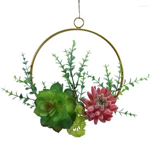 Flores decorativas jfbl plantas suculentas artificiais de aro floral folhas verdes guirlanda para cenário de casamento decoração de parede de berçário