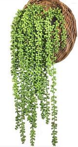 Kwiaty dekoracyjne 2PCS Sztuczne wiszące rośliny soczyste Faux String of Pearls for Wall Home Decor