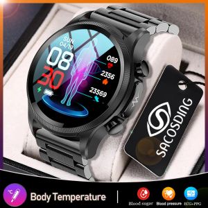 Orologi 2022 GLUCOSI CARCIARIA SMART GULCOSE SMART GURNI ECG ECG Blood Body Temperation Monitor Sport Sport Smartwatch