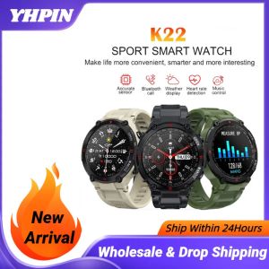 Смотрите 2021 Новый K22 Smart Watch Men Sport Fitness Bluetooth Call Многофункциональный музыкальный контроль напоминание о чаках Smart Wwatch для телефона для телефона