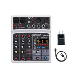 Megaphone Wireless 4 Channels Audio Sound Mixer Mixing DJ Console USB Interface Sound Card With 48V Phantom Power 16 DSP Effects