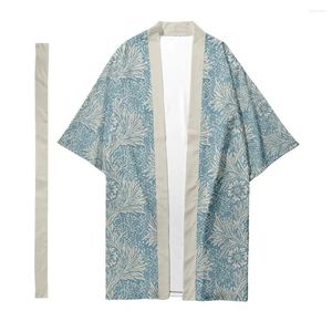 Ethnic Clothing Men's Japanese Traditional Long Kimono Women's Fashion Shirt Cardigan Plant Floral Pattern Yukata 7