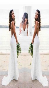 Sexy Lace Wedding Dresses Country Style Count Train Deep V Neck Backless Wedding Dress Hoho Cheap Handmade Mermaid Bridal Gowns Si9825263