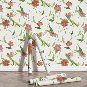 Wallpapers Luxury Vintage Pvc Floral Self Adhesive Wallpaper Home Decoration Botanical Peel And Stick Flower 17.2" 118"