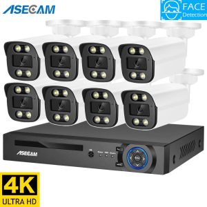 System 8MP 4K Wykrywanie twarzy Kamera bezpieczeństwa IP System AUI System Poe NVR Zestaw CCTV Kolor Noktv Nocny Nadzór wideo Outdoor Home