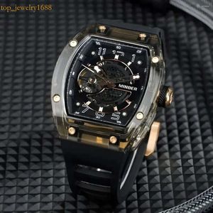 손목 시계 Minber Minber Men 's Automatic Mechanical Watch 고급 비즈니스 중공 방수 아날로그 선물을위한 이상적인 선택