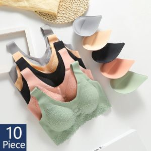 Bras Dropshipping 10pcs joga biustonosze dla kobiet 4xl lateksowy stanik stanika płynna bielizna bh push up z kamizelką pad top stanik stanika