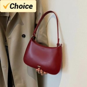 Bolsas de ombro da axila vermelha para mulheres Bolsa de couro de couro de textura Bolsas de noiva de designer de luxo de luxo Trendência 240326