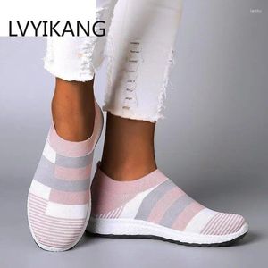 Fitness Shoes Women Sneakers Vulcanized Sock Summer Slip On Flat Plus Size Loafers