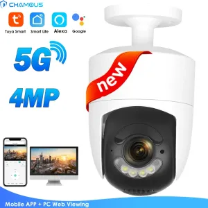 Telecamere Tuya Wifi Camera 360 ° 2K 4MP 5G WiFi Alexa Security Camera AI Tracciamento Outdoor Tracking Smart Home Surveillance SmartLife IP Camera