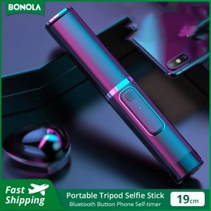 Monopods Bonola Portable Entegre Tripod Selfie Stick Gizli Telefon Braketi Bluetooth Düğmesi Telefon için SelfTimer Lever Tutucu