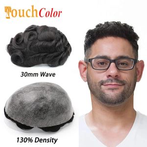 TOUPEEES TOUPEEES MALE HAIR POSTHESIS 0.1mm Men Natural Human HairMen Toupee PUベース130％デニティヘアシステムマンToupee Hair Prothesis