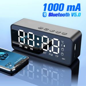 Högtalare Trådlös Bluetooth -högtalare FM Radio Sound Box Desktop Alarm Clock Subwoofer Music Player TF Card Bass Högtalare BOOM för all telefon