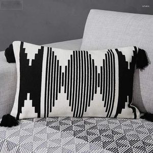 Cuscino Black White Copertura da 30x50 cm Batton Tessochere fatte a mano per il soggiorno decorativo per la casa letto soggiorno