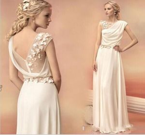 2019 Eleganckie Aline Długie sukienki wieczorowe koronkowe szyfonowe seksowne backless backbel kwiat plus wielkość formalna sukienka dla kobiet7552712