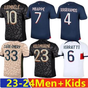 2024 Maillot Mbappe Soccer Jerseys Kids Kit 23/24 Player Version Training Pre Match 2023 2024 Maglia Paris Home Away Football Shirt Hakimi Fabian Vitinha O
