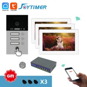 インターコムJoytimer IP wifiワイヤレスビデオインターコムシステムTuyaスマートホームドアフォンサポートフィンガープリント解除ヴィラ1f/2f/3fのロック