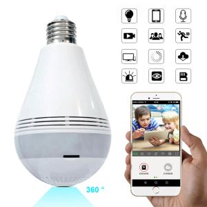 Intercom LED -kamera HD 360 -graders panoramisk IP -kamera hem inomhus säkerhet led glödlampa wifi kamera baby monitor