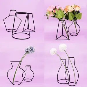 Vases Retro Iron Wire Vase Line Table Flowers Home Metal Plant Holder Living Room Nordic Styles Flower Pot Decorations