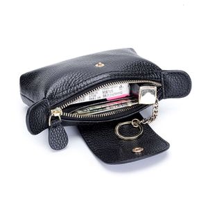 2024 Luxury Mini Women Wallet Cow Leather Zipper Coin Liten Female Keychain Pouch Gold Inges Shape Card Money Bag Chic Clutch10a