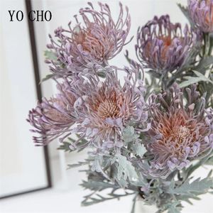 Dekorative Blumen 6pcs Kurzzweig Krabbenklaue Realer Touch Verblösche Chrysanthemen künstlich für Home Hochzeitsdekoration FACHT