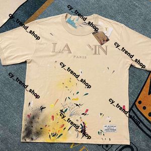 Lanvine Shirt Gal Lavin Herren Designer Hemd Casual Man Damen Lanvins Tees Handbemalte Tinte Splash Graffiti Buchstaben Lose kurzärmelig rundes Hals Lanvis Shirt 936