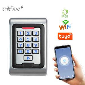Leitores Wi -Fi Tuya App Backlight Touch 125khz RFID Sistema de controle de acesso ao sistema de acesso Teclado WG26 Controlador de acesso à porta de metal de saída