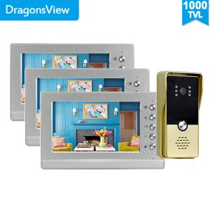 Intercom DragonsView 7 -дюймовый проводной домашний интерком -видео -телефон для виллы квартиры на открытом воздухе камера дверного звонка несколько ворот монитора разблокировка