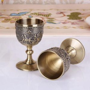 Wine Glasses Classical Metal Cup Handmade Small Goblet Household Copper Glass Carving Pattern Creative Cups Drinkware