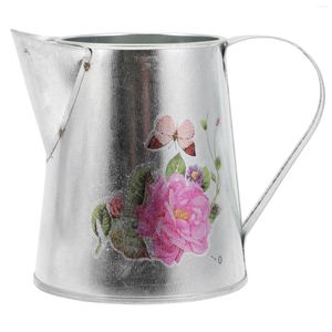 Vaser tenn naturlig färg blomkruka retro hink arrangemang vas buketter rustika dekorationer metall galvaniserad skrivbord blommig fransk