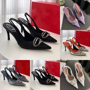 New 2024 Denim Heels Slingback Womens Sandals Pumps D Kittie Canvas Dress Shoes Beach Summer Luxury Designer womens Wedding Leather high heel