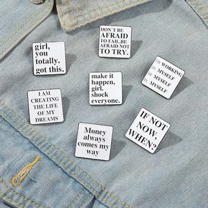 Рабочие вдохновляющие цитаты Эмалевые штифты Деньги всегда приходят на мой путь значки на рюкзаке