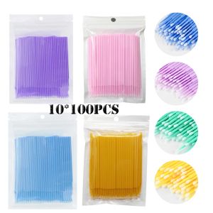 Spoczywa 10*100pcs/torba jednorazowa mikro szczotek rzęsy przedłużenie poszczególne rzęsy usuwanie wymazu mikro szczotka do narzędzi do przedłużania rzęs