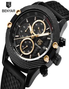 Benyar Mens Watches Top Luxury Sport Chronograph Fashion Men Waterproof Brand Luxury Gold Quart Watch Saat Reloj Hombre237z9936933