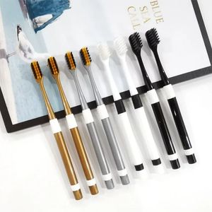 2024 2Pcs Couple Toothbrush Bamboo Charcoal Adult Black White Simple Toothbrush Soft-bristle Household Portable Oral Care Accessories for