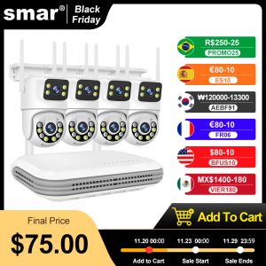 System Smar 6MP Dual Lens IP Cameras Wireless CCTV system 8CH NVR Two Way Audio Outdoor PTZ WIFI Security Camera Video Surveillance Kit