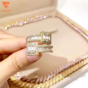 Lifeng Jewelry S925 Silver Baguette Vvs Moissanite Ring Iced Out Cross Diamond Ring Customized Hip Hop Men Ring