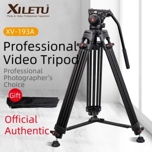 Monopods xiletu xv193a 1,6m vídeo profissional tripé suporte w cabeça de tripé de amortecimento hidráulico para câmera de lente de foco longa de vídeo SLR DV